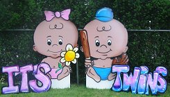 Twins Lawn Sign Birth Announcement Yard Card 